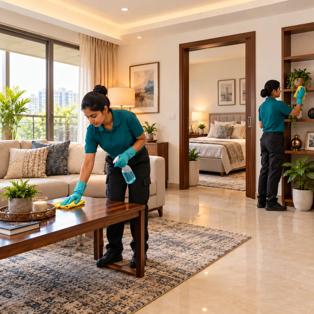 Furnished bungalow deep cleaning in progress
